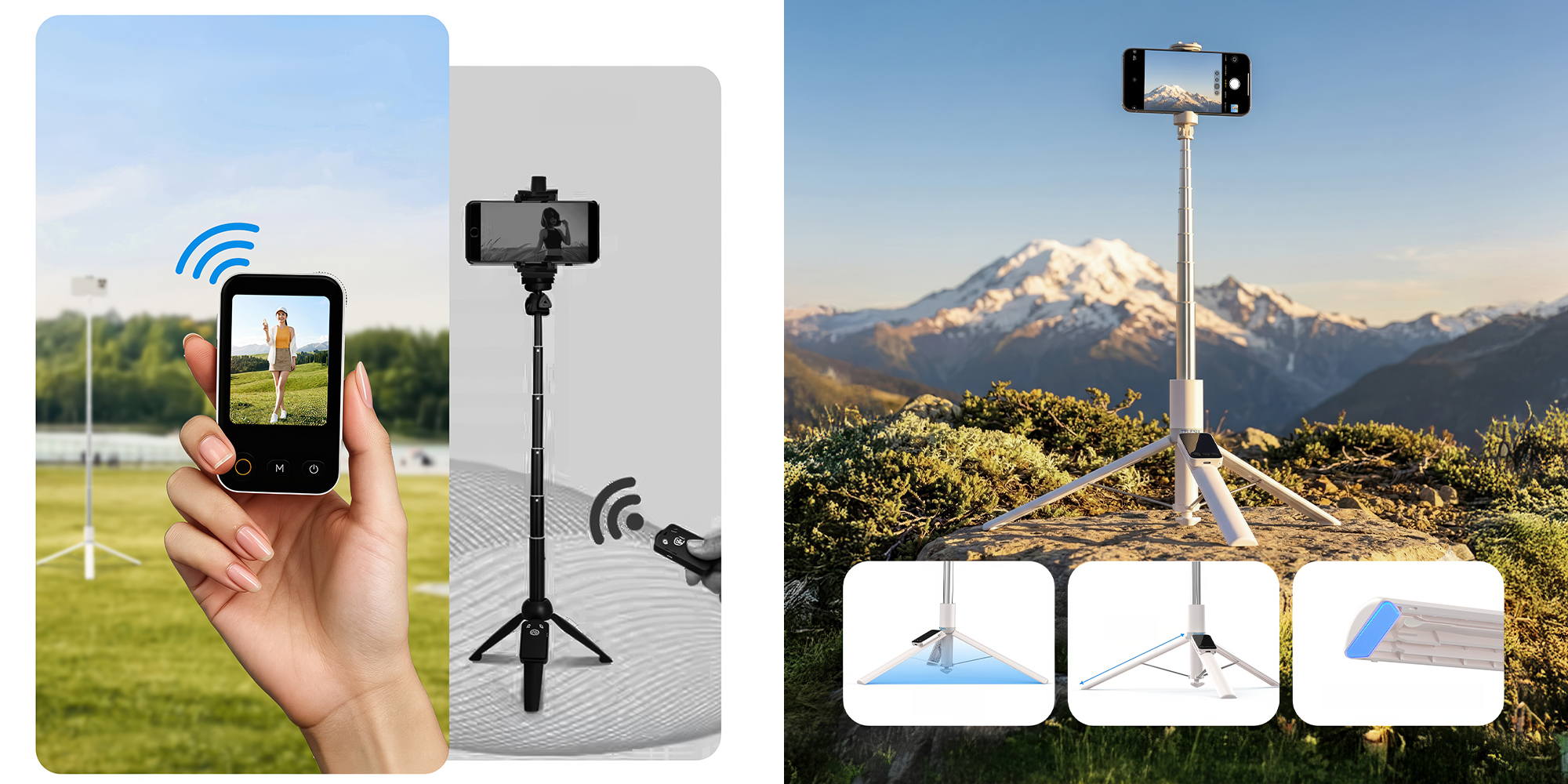 Selfie stick z monitorem podglądowym Telesin P1-CSS-02 do smartfonów